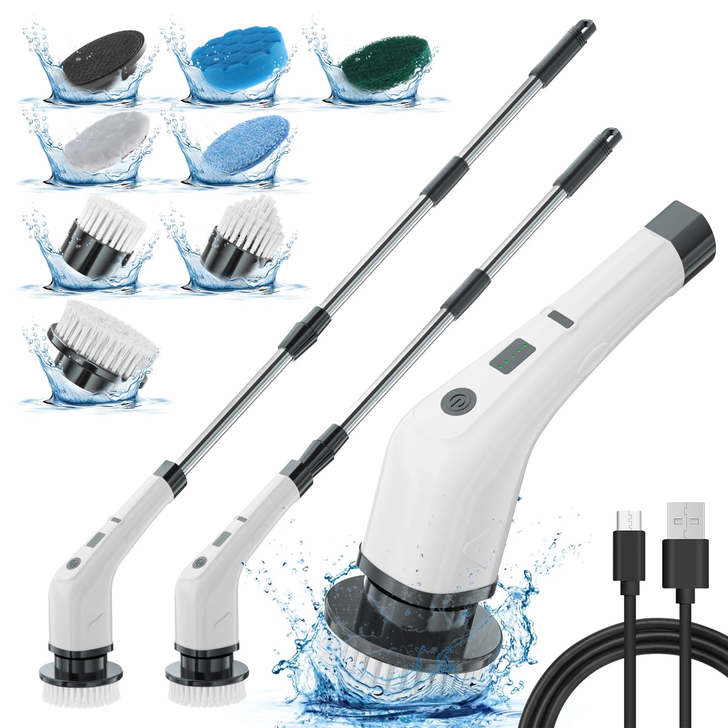 Electric Spin Scrubber Cleaning Brush Bath Brushes Sponges Scrubbers Floor Scrubber Machine With Extension Handle Adaptive Brush