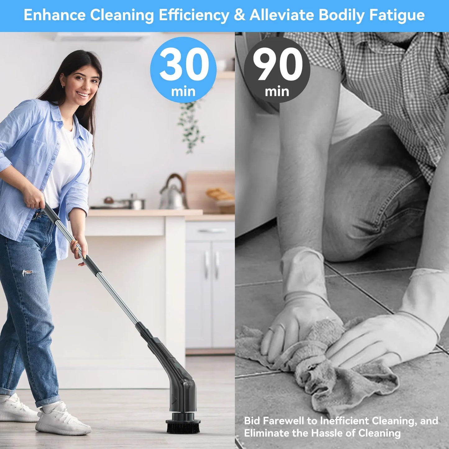 Electric Spin Scrubber Cleaning Brush Bath Brushes Sponges Scrubbers Floor Scrubber Machine With Extension Handle Adaptive Brush