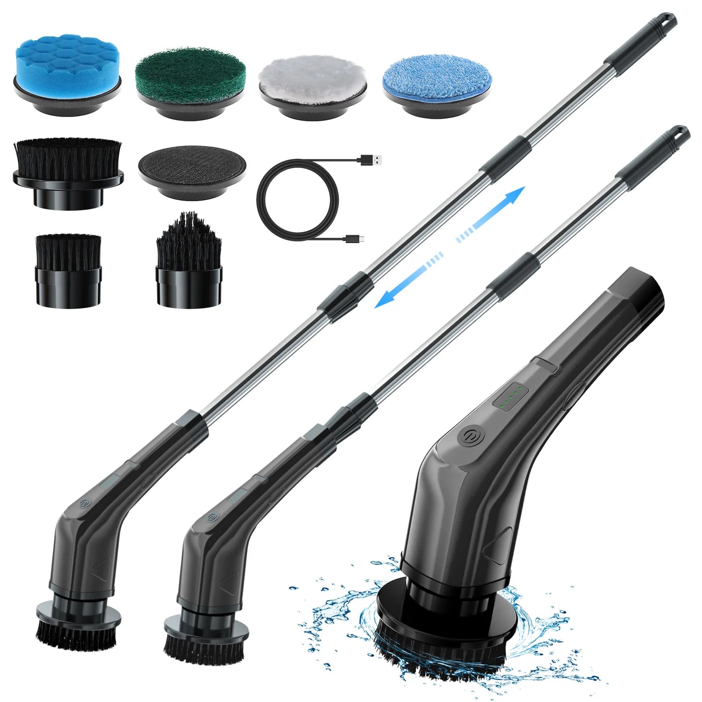 Electric Spin Scrubber Cleaning Brush Bath Brushes Sponges Scrubbers Floor Scrubber Machine With Extension Handle Adaptive Brush