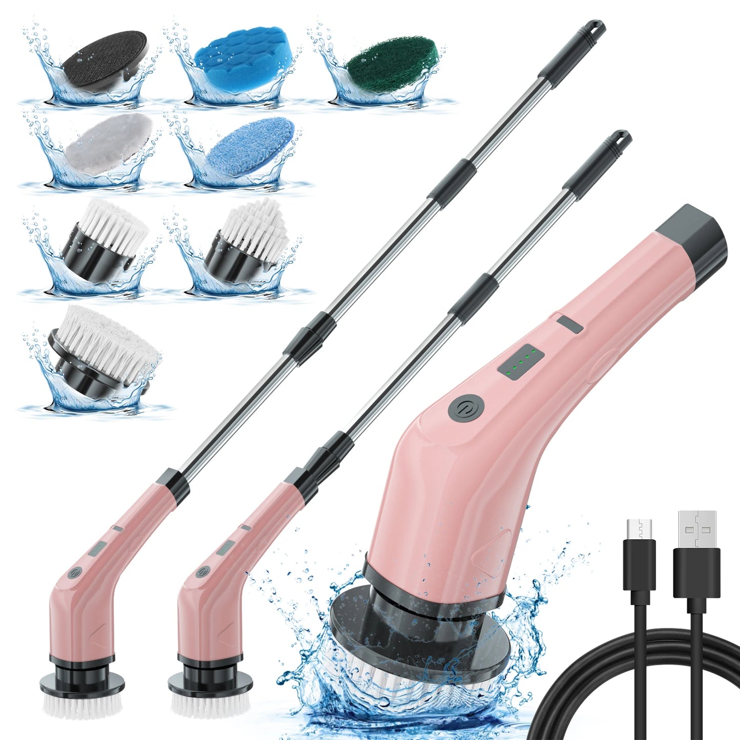 Electric Spin Scrubber Cleaning Brush Bath Brushes Sponges Scrubbers Floor Scrubber Machine With Extension Handle Adaptive Brush