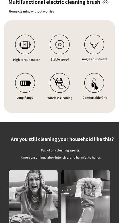 9-in-1 Electric Rotating Cleaning Brush, Wireless Shower Scrubber with Replaceable Heads and Adjustable Telescopic Handle