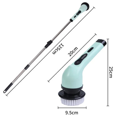 9-in-1 Electric Rotating Cleaning Brush, Wireless Shower Scrubber with Replaceable Heads and Adjustable Telescopic Handle